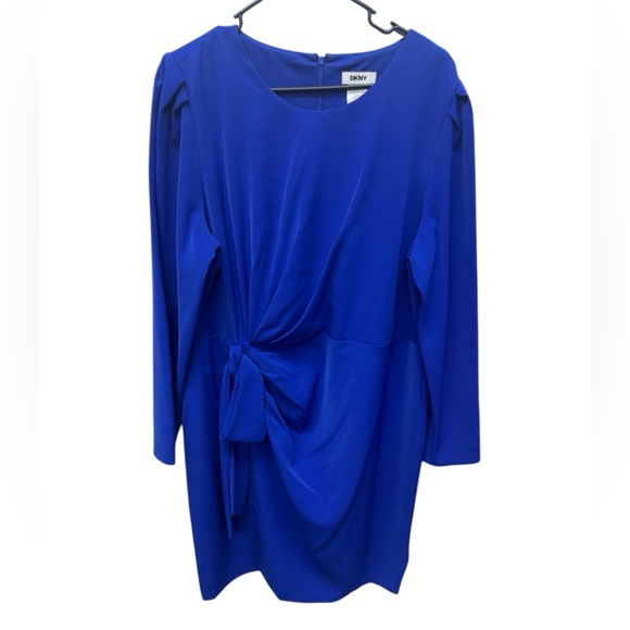 DKNY Royal Blue Long Sleeve Dress - mordernwear.com